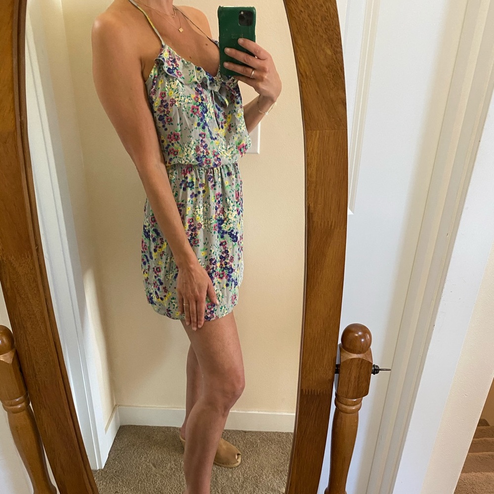 Parker Gray Floral Silk Cami Dress